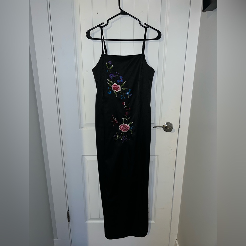 Vintage black embroidered gown